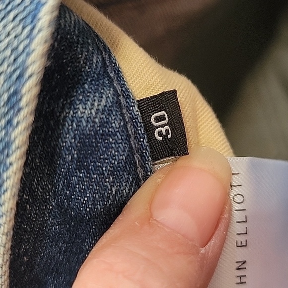 John Elliott Size 30 Distressed / Repaired / Splattered Denim Blue Jeans - Picture 11 of 13